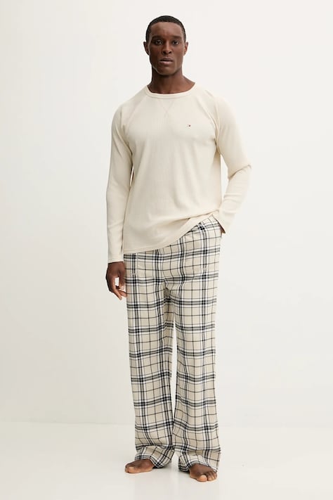 Tommy Hilfiger piżama męska kolor beżowy wzorzysta UM0UM03699