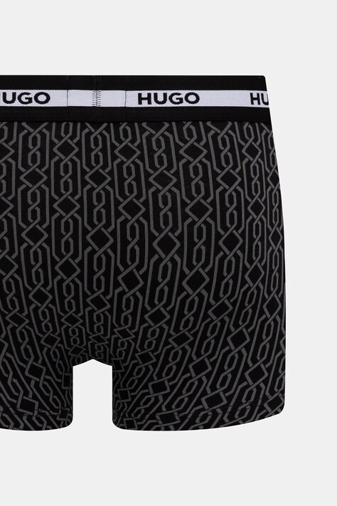 HUGO боксери чоловічі з бавовною TRUNK TR PLANET DES 3 шт — AW25-BIM09C, чорний — фото 5