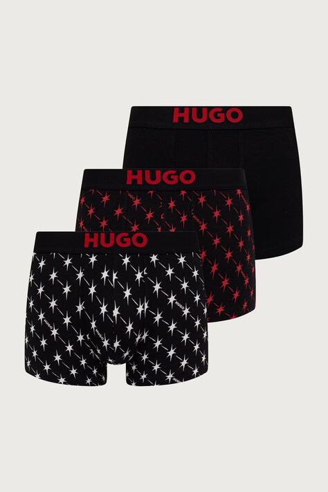 HUGO Bokserki męskie z bawełną TRUNK TRIPLET GIFT 3-pack czarne 50549140