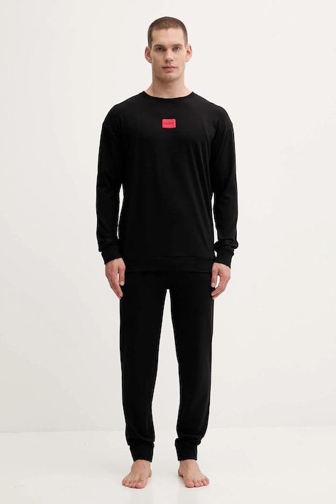 HUGO pijama culoarea negru, cu imprimeu, 50549188