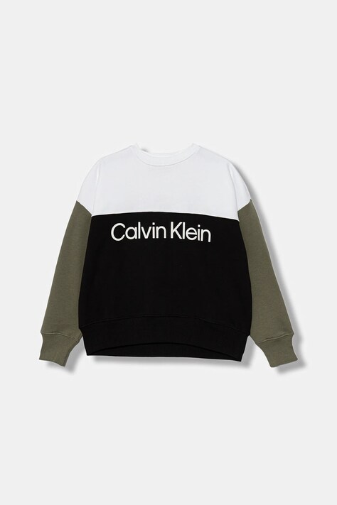 Calvin Klein Jeans gyerek melegítőfelső pamutból fekete, mintás, IB0IB02523