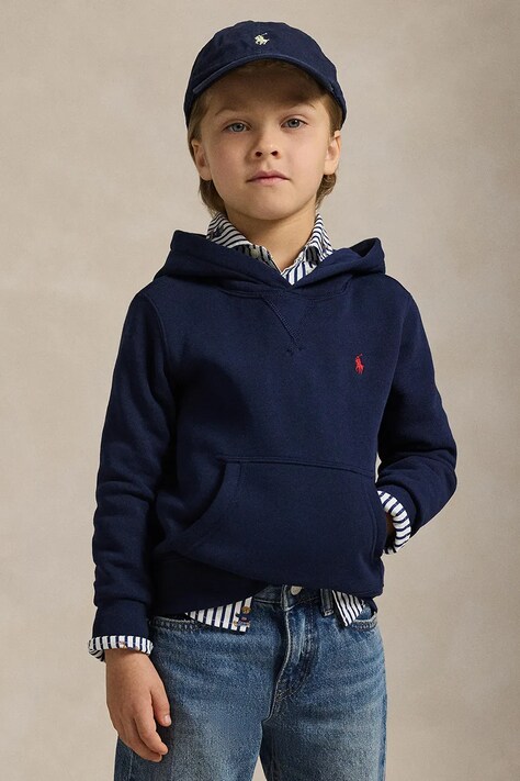 Polo Ralph Lauren bluză culoarea bleumarin, cu glugă, uni, 322749954059