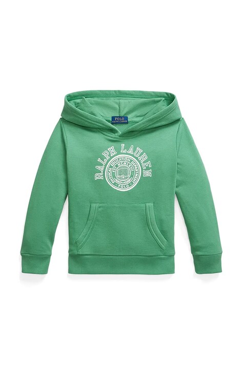 Polo Ralph Lauren bluză culoarea verde, cu glugă, cu imprimeu, 322971334001
