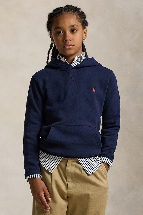 Mikina Polo Ralph Lauren tmavomodrá barva, s kapucí, hladká, 323749954060