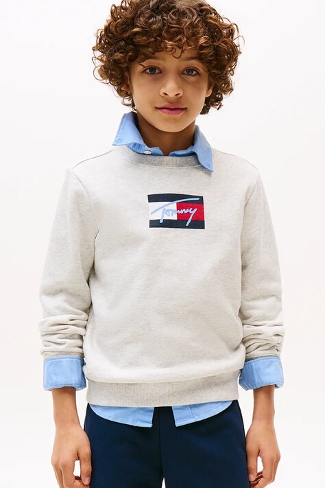 Детская хлопковая кофта Tommy Hilfiger цвет белый с принтом KB0KB09741