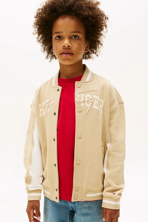 Tommy Hilfiger bluza bawełniana dziecięca kolor brązowy z nadrukiem KB0KB09745