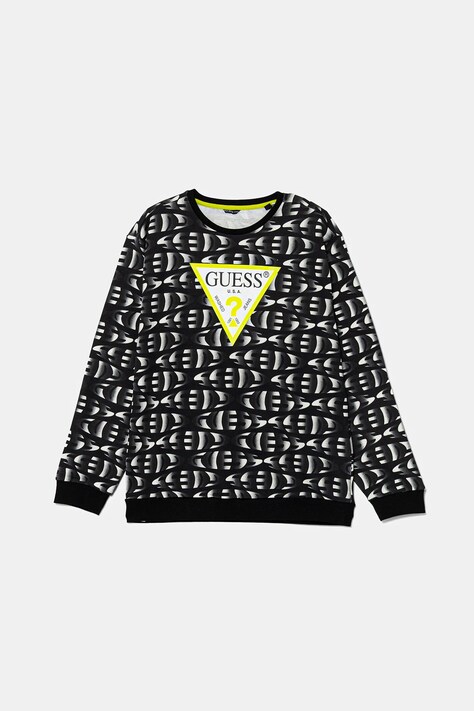 Guess hanorac de bumbac pentru copii culoarea negru, cu imprimeu, L5YQ00 KA6R4