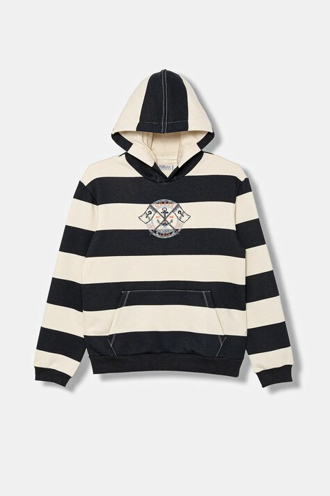Guess bluza dziecięca kolor granatowy z kapturem wzorzysta L5YQ20 K0250