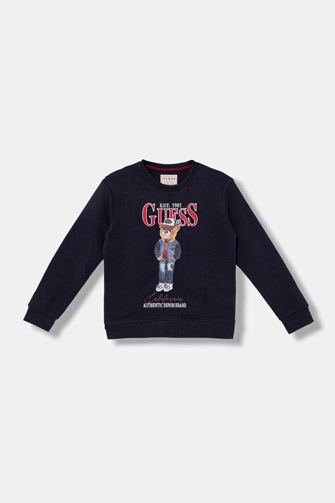 Guess bluza bawełniana dziecięca kolor granatowy z nadrukiem L5YQ21 KAD74