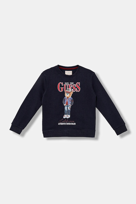 Детская хлопковая кофта Guess цвет синий с принтом L5YQ21 KAD74
