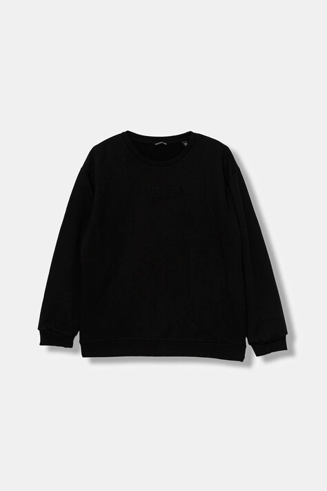 Guess bluza bawełniana dziecięca kolor czarny z aplikacją L5YQ22 KAV34
