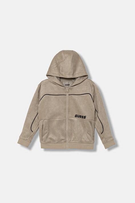 Guess bluza dziecięca kolor beżowy z kapturem gładka L5YQ23 KCJY2