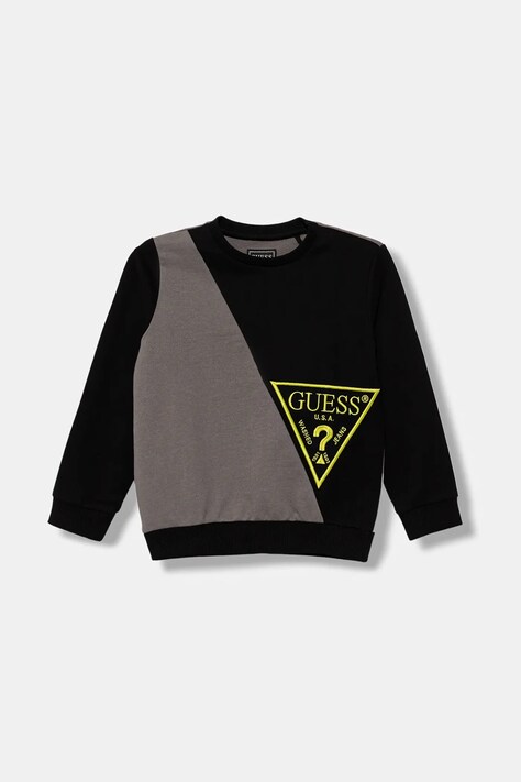 Guess bluza bawełniana dziecięca kolor czarny wzorzysta N5YQ04 KA6R4