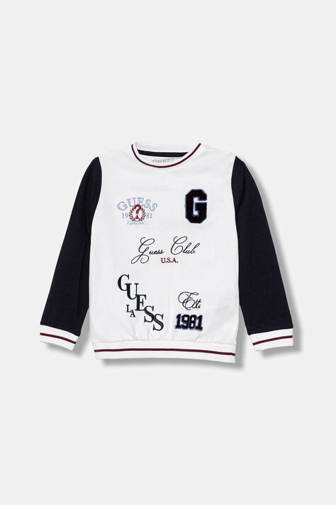 Guess bluza bawełniana dziecięca kolor biały z aplikacją N5YQ07 K8VA4
