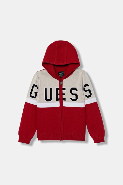 Guess kardigan bawełniany dziecięcy kolor czerwony lekki N5YR02 Z0150