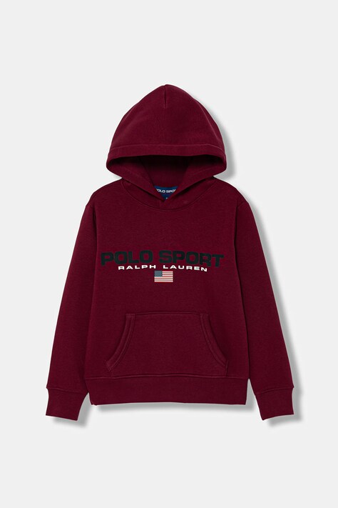 Детская кофта Polo Ralph Lauren цвет бордовый с капюшоном с принтом 323962111010