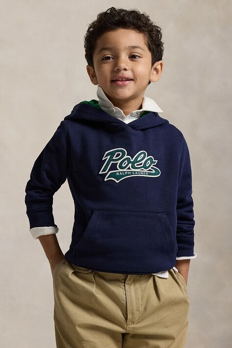 Παιδική μπλούζα Polo Ralph Lauren χρώμα: ναυτικό μπλε, με κουκούλα, 322979467001
