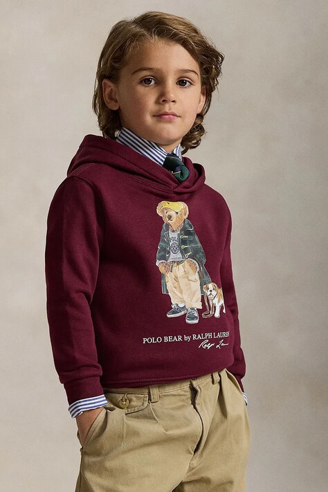 Παιδική μπλούζα Polo Ralph Lauren χρώμα: μπορντό, με κουκούλα, 322979491001