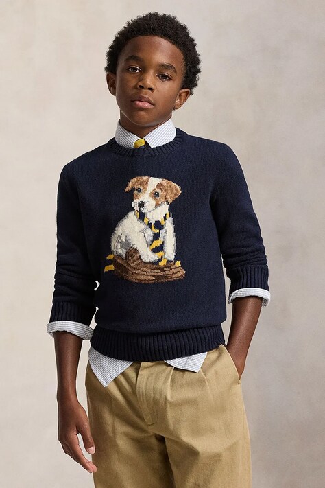Παιδική βαμβακερή μπλούζα Polo Ralph Lauren χρώμα: ναυτικό μπλε, 323978392001