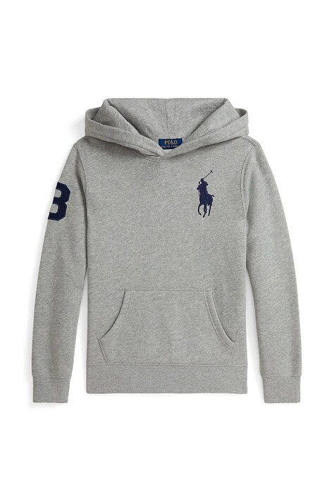 Παιδική μπλούζα Polo Ralph Lauren χρώμα: γκρι, με κουκούλα, 323979316001