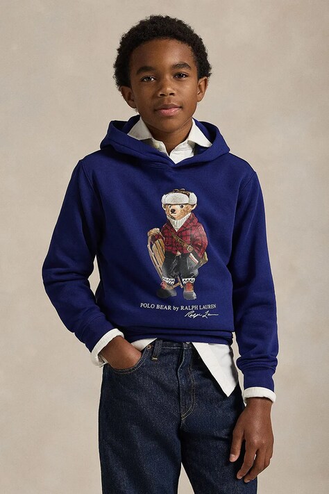 Polo Ralph Lauren bluza dziecięca kolor fioletowy z kapturem z nadrukiem 323981262001