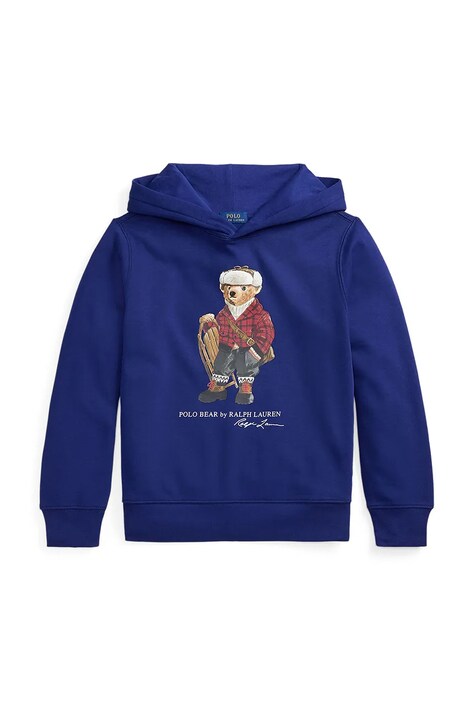 Polo Ralph Lauren bluza dziecięca kolor fioletowy z kapturem z nadrukiem 323981262001