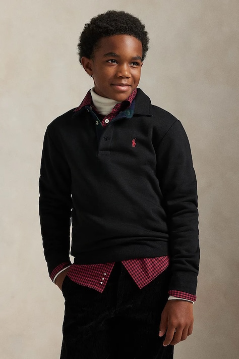 Polo Ralph Lauren longsleeve bawełniany dziecięcy kolor czarny gładki 323981312002