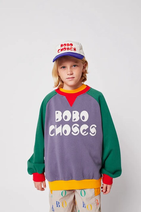 Bobo Choses bluza bawełniana dziecięca kolor szary wzorzysta 225AC137