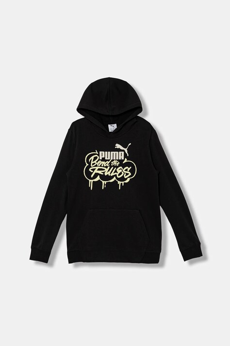 Detská mikina Puma MID90s Hoodie TR B čierna farba, s kapucňou, s potlačou, 688468