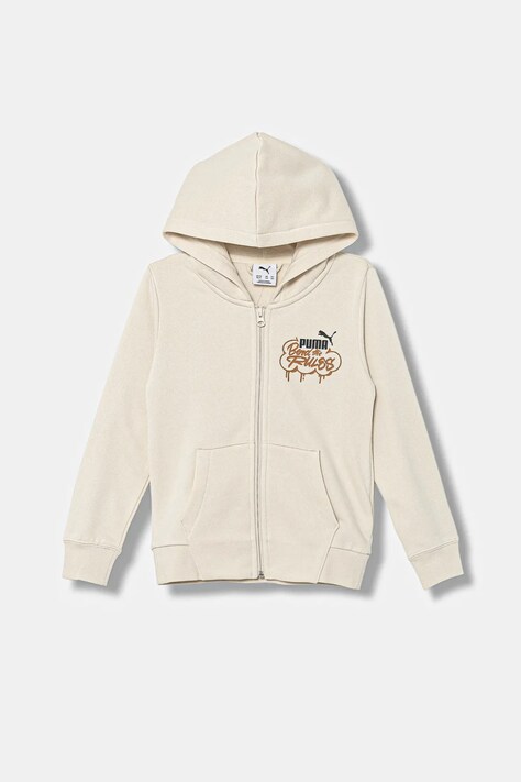 Puma bluza dziecięca MID90s Full-Zip FL B kolor beżowy z kapturem wzorzysta 688469