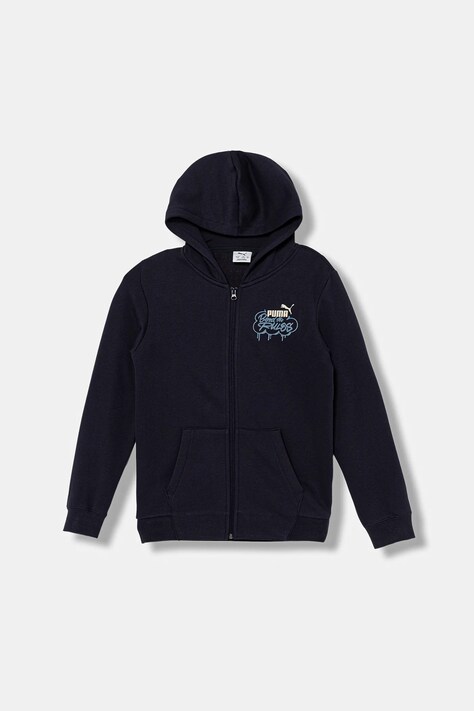 Puma bluza dziecięca MID90s Full-Zip FL B kolor granatowy z kapturem wzorzysta 688469