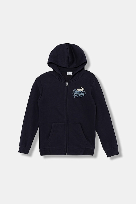 Dětská mikina Puma MID90s Full-Zip FL B tmavomodrá barva, s kapucí, vzorovaná, 688469
