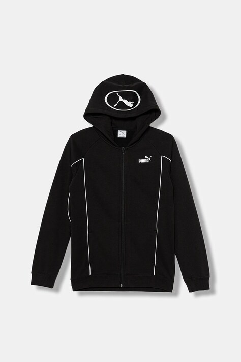 Puma bluza dziecięca PUMA SPORT Full-Zip Hoodie FL B kolor czarny z kapturem z aplikacją 688858