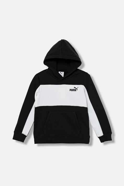 Puma bluza dziecięca ESS BLOCK Small Logo Hoodie FL B kolor czarny z kapturem wzorzysta 690784