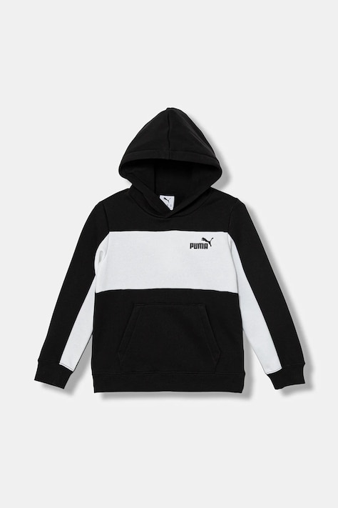 Παιδική μπλούζα Puma ESS BLOCK Small Logo Hoodie FL B χρώμα: μαύρο, με κουκούλα, 690784