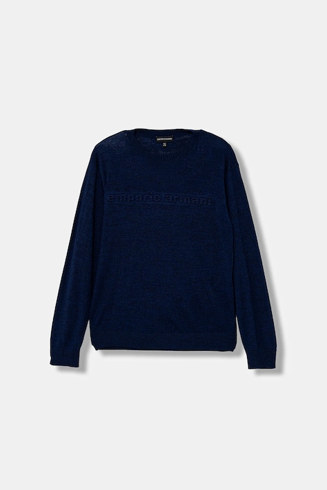 Emporio Armani sweter wełniany dziecięcy kolor granatowy lekki EB000808 AF18839