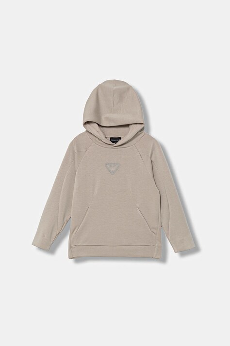Emporio Armani bluza dziecięca kolor beżowy z kapturem z aplikacją EB000835 AF16254