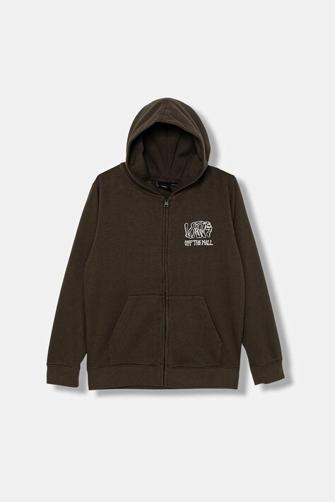 Vans bluza dziecięca Rippled Full Zip kolor brązowy z kapturem z nadrukiem VN000PX2EMP1
