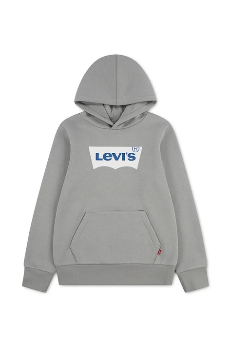Levi's bluza z kapturem dziecięca z bawełną BATWING SCREENPRINT HOODIE szara 8E8778