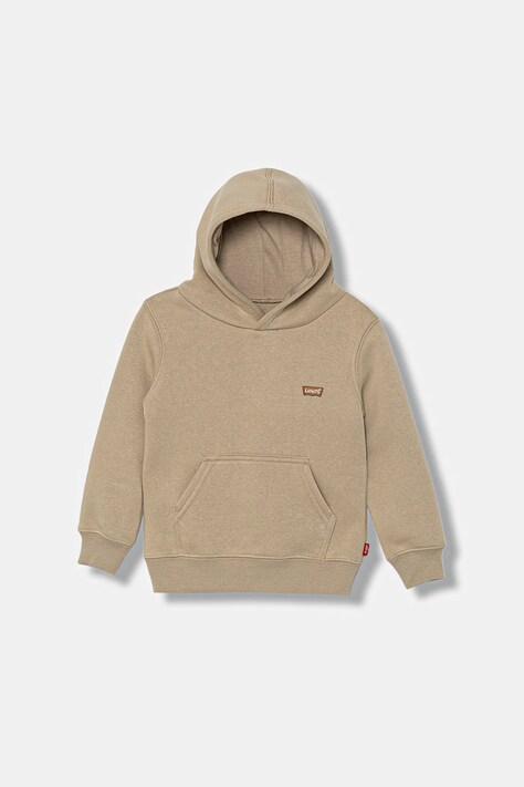 Dětská mikina Levi's MINI BATWING HOODIE béžová barva, s kapucí, hladká, 8EL452