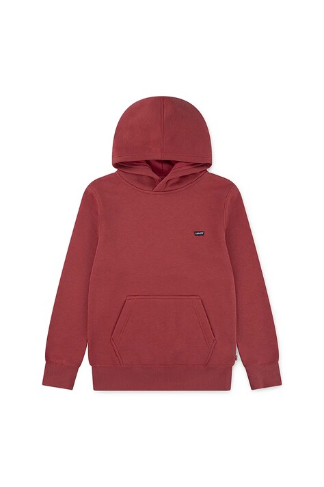 Levi's bluza dziecięca MINI BATWING HOODIE kolor czerwony z kapturem gładka 8EL452