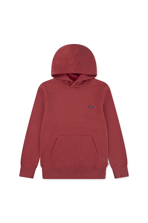 Levi's bluza dziecięca MINI BATWING HOODIE kolor czerwony z kapturem gładka 8EL452