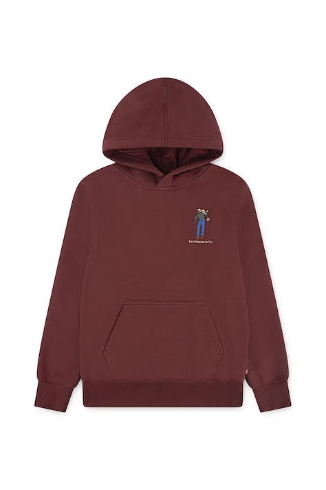 Дитяча кофта Levi's SADDLE MAN HOODIE колір бордовий з капюшоном однотонна 8EN717