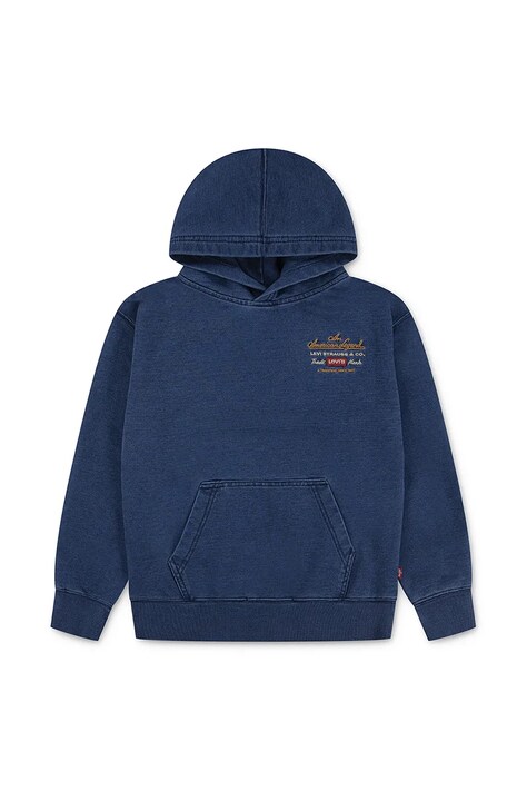 Levi's bluza dziecięca LENGENDARY HOODIE kolor granatowy z kapturem gładka 8EN746