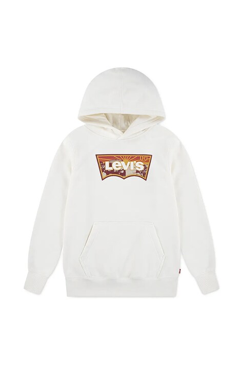 Levi's bluză copii SUNRISE BATWING HOODIE culoarea bej, cu glugă, cu imprimeu, 8EP038