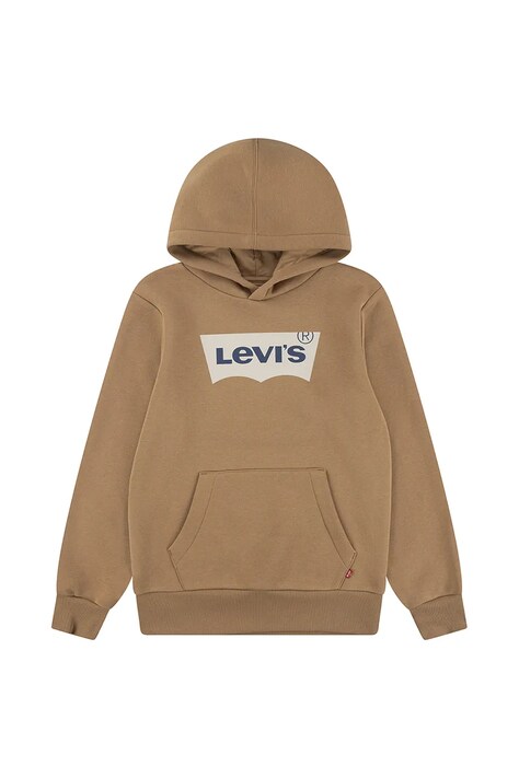 Dječja dukserica Levi's BATWING SCREENPRINT HOODIE boja: smeđa, s kapuljačom, s tiskom, 9E8778