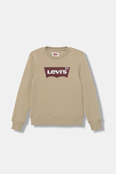 Levi's bluză copii BATWING CREWNECK culoarea bej, cu glugă, cu imprimeu, 9E9079