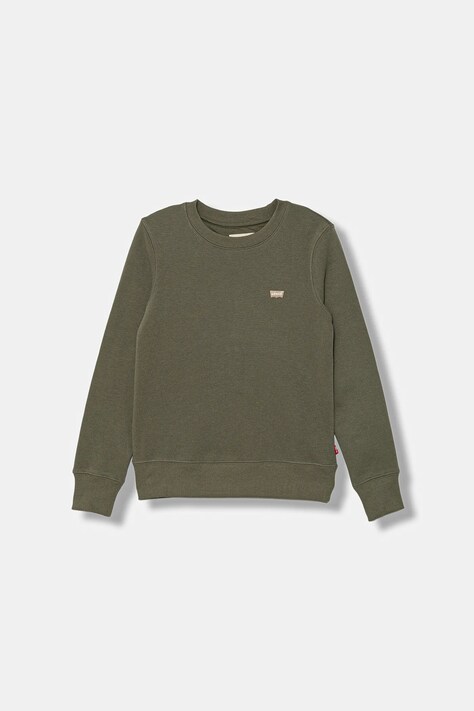Dětská mikina Levi's MINI LOGO CREWNECK SWEATSH zelená barva, hladká, 9EE331