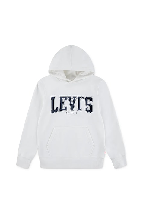 Dětská mikina Levi's THE GREAT HIGHWAY HOODIE bílá barva, s kapucí, s potiskem, 9EN718