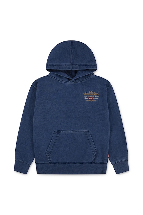 Dětská mikina Levi's LENGENDARY HOODIE tmavomodrá barva, s kapucí, hladká, 9EN746